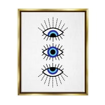 Stupell Industries Three Evil Eyes Pattern Abstract Painting Gold Floater Framed Canvas Art Print Wall Art, 25 x 31