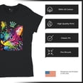 thumbnail image 4 of Tee Hunt Cute Thinking Crowned Cat T-Shirt Dean Russo Colorful Kitte Women's T-Shirt Tee, Black, XX-Large, 4 of 5