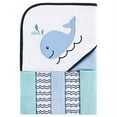 Luvable Friends Baby Boy Hooded Towel with Five Washcloths, Boy Whale