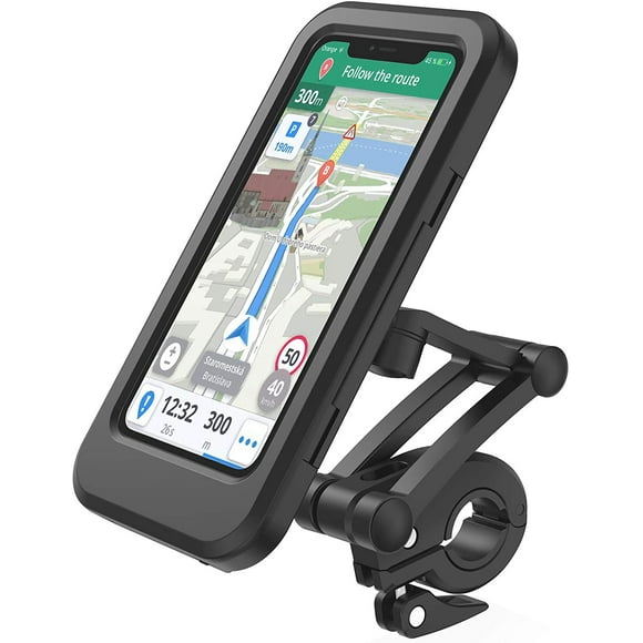 Bicycle Mobile Phone Holder, Waterproof Smartphone Holder With Touch Screen, 360 ° Rotatable, Height Adjustable For Iphone Samsung Galaxy Huawei To 6.7 Inches, Compatible With Bike Motorcycle, Black