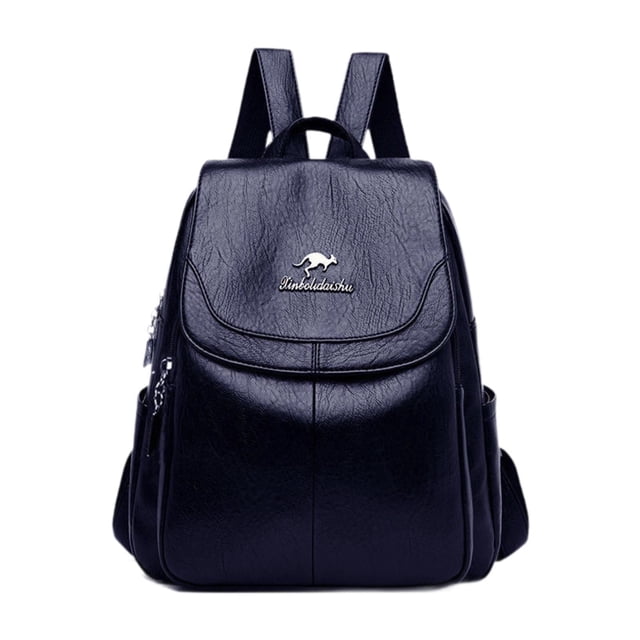 Mochila para mujer de piel sintética con correa ajustable, ligera y moderna para portátil. Azul