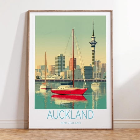 Auckland New Zealand Scenic Harbor Wall Art, Unframed Paper Print Size 8x12