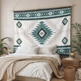 thumbnail image 3 of Green Beige Boho Large Tapestry for Bedroom Wall Hanging Tapestry, Vintage Ethnic Tribal Southwestern Ceiling Backdrop Tapestries Poster Blanket Wall Decor for Teens Room Living Room Dorm 85" x 90", 3 of 8