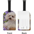 thumbnail image 5 of GZHJMY Poodle Dog with Purple Flowers Luggage Tags Set of 2, PU Leather Travel ID Label with Privacy Name Card Cover for Travel Bag Suitcase Decoration, 5 of 6