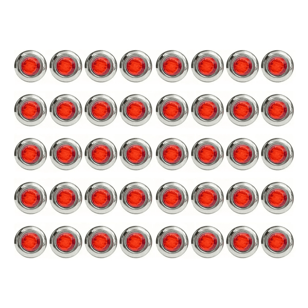 50 pzs Plafones Led Cromado Para Camión Trailer Micro 24v 12v Malubero, Roja