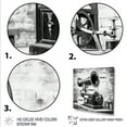 thumbnail image 3 of Designart "Black and White Vintage Phonographs" Fashion Framed Wall Art Decor - Glam Grey Phonographs Entryway Framed Wall Art, 3 of 6