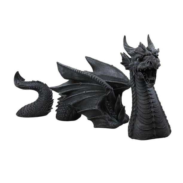 Estatua de dragón de jardín gótico, figuras de animales, escultura decorativa impermeable para jardín, adorno para exteriores para paisaje, Patio, Negro