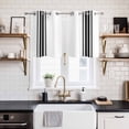 thumbnail image 2 of Black White Stripe Kitchen Curtains Small Short 39 Inch Length, Abstract Geometric Grommet Top Bedroom Living Room Curtains, Light Filtering Cafe Curtain Drapes 2 Panels Set 55''x39'', 2 of 9