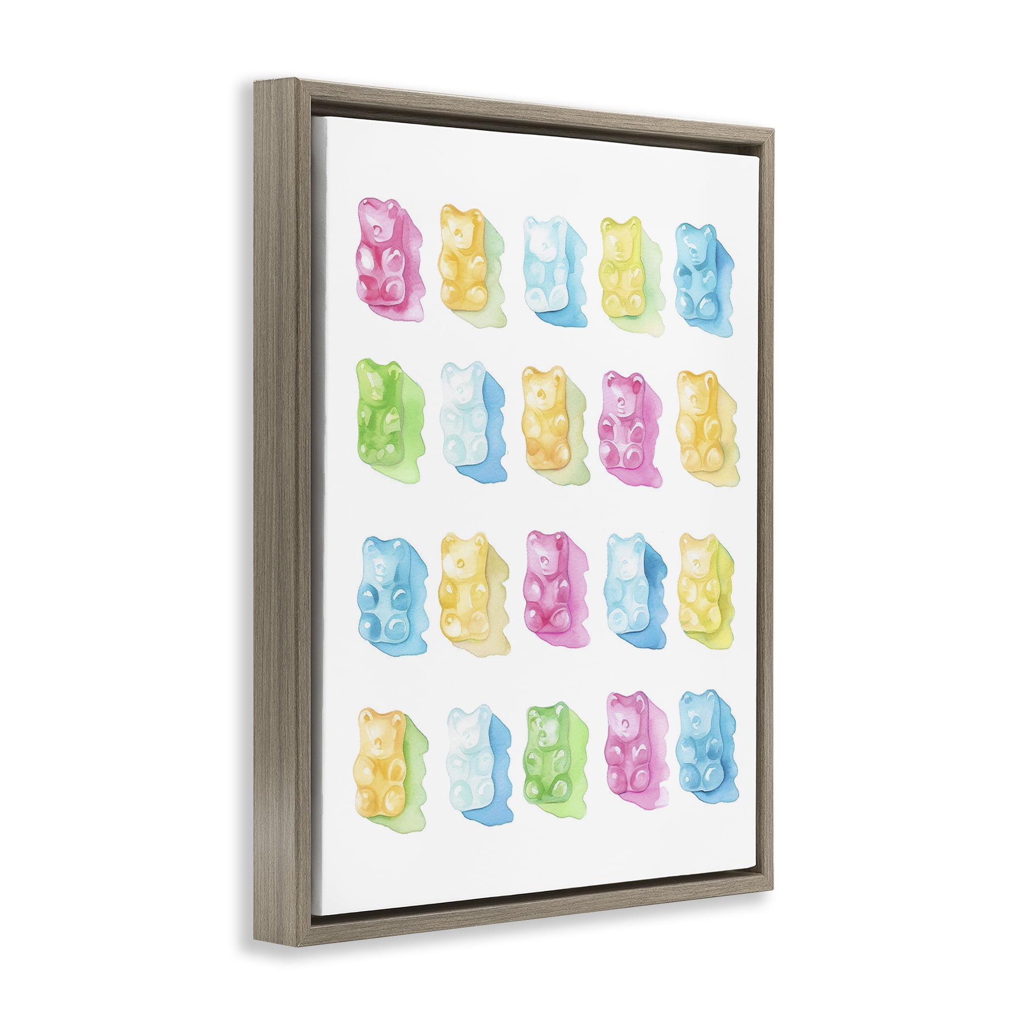 Pastel Candy Bears Collection Brown Framed Floater Canvas Wall Art, design by Lil' Rue