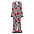 thumbnail image 5 of Womens Pajama Sets Button Heart Print Long Sleeve Top And Pant Pj Set Sleepwear Soft 2 Piece Outfits Loungewear Sets Grey L, 5 of 5