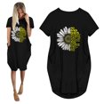 thumbnail image 2 of Robe avec Poches pour Femmes Mode Femmes Ample Imprimé Tournesol Col Rond Poches Robe Décontractée Manches Courtes Robe avec Manches pour Femmes Robe Tournesol pour Femmes Robe Décontractée pour Femmes, 2 of 4