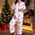 thumbnail image 2 of Yokua Christmas Pajamas Women's Two-Piece Christmas Pajamas Long Sleeve Button Shirt and Pants Set Home Clothes, 2 of 6