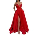 thumbnail image 1 of QIPOPIQ Robe Longue Maxi d'Été pour Femme à Col en V, Bretelles Spaghetti, Dos Nu, Fendue, pour Cocktail et Fête, Liquidation, 1 of 6