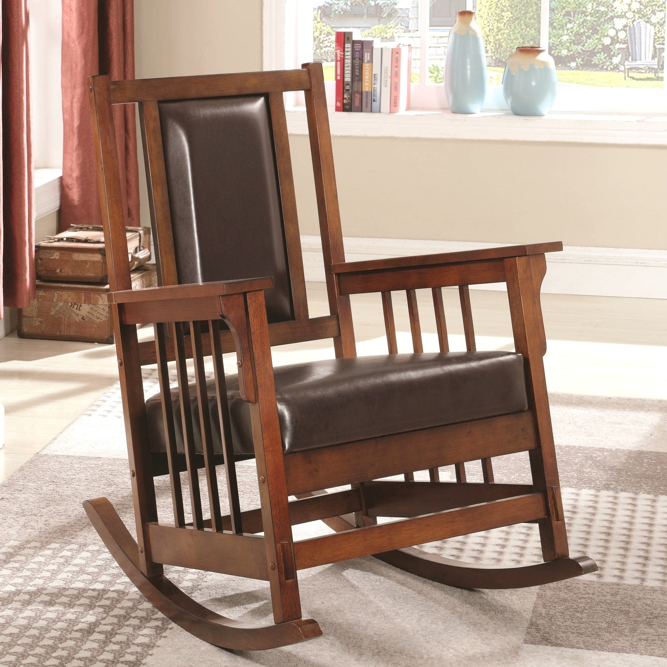 A Line Furniture Kapelner Luxury Mission Style Rocking Chair Brown