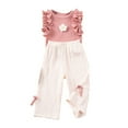 thumbnail image 2 of DAETIROS Outfit Sets for Girls-Casual Comfy Ruffled Shirt and Loose Pants Girls Summer Clothes Pink Size 2-8, 2 of 6
