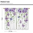 thumbnail image 2 of Purple Floral Butterfly Kitchen Curtains Rustic Flower Small Short Cafe Window Curtains Farmhouse Spring Plant Botanical Rod Pocket Bathroom Window Drape Treatment Tier Curtains(27.5x39 Inch), 2 of 6
