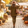 thumbnail image 6 of Szluipve 2 Piece Sets for Women 2 Piece Knit Loungewear Set Turtleneck Short Sleeve Oversized Tunic Top & Ribbed High Waist Leggings Casual Loose Fall Winter Outfit Suit Brown S, 6 of 7