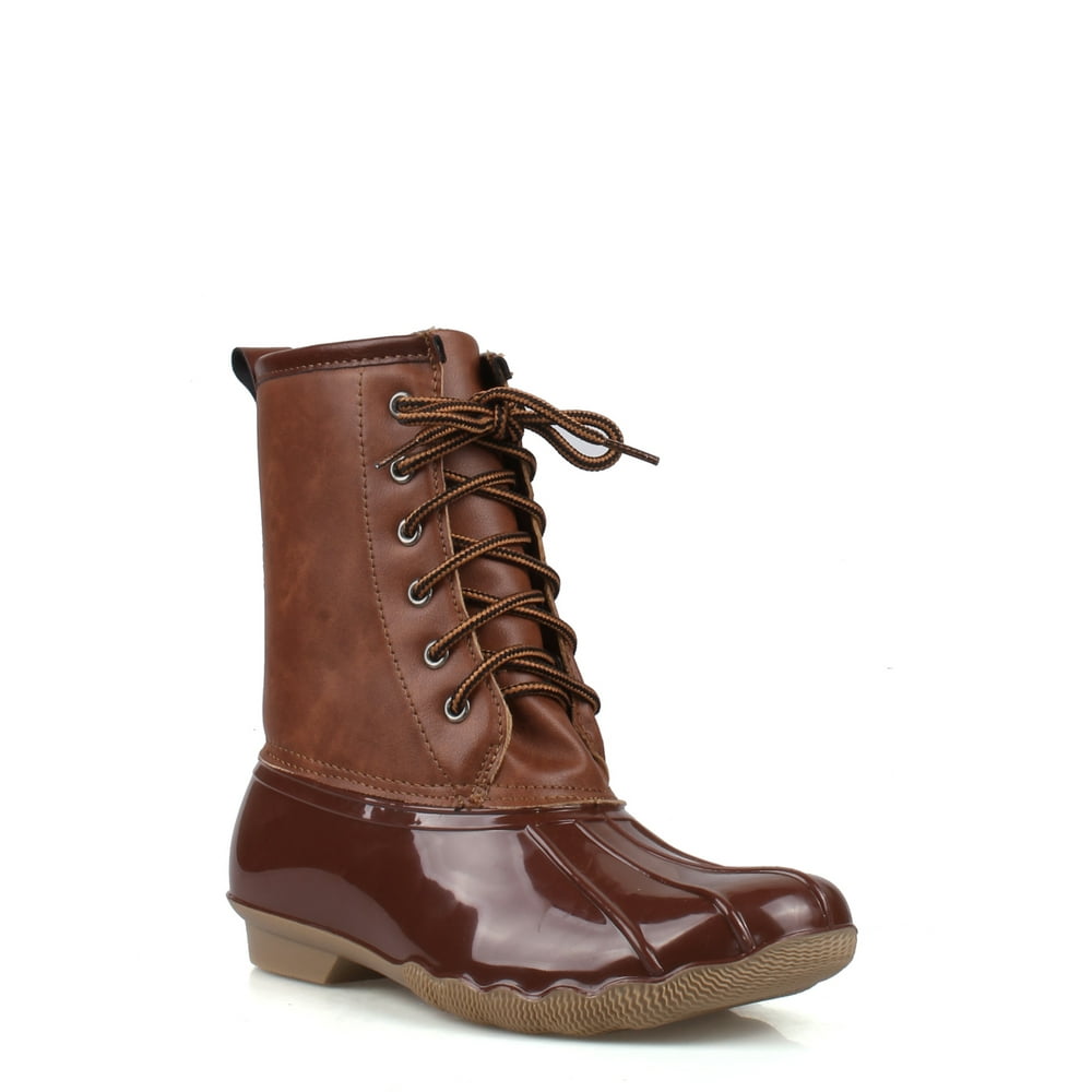 knee high lace up duck boots