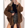 thumbnail image 5 of Women's Winter Coats Long Sleeve Button Up Fuzzy Fleece Jackets Outerwear Fall Fashion Clothes Brown S, 5 of 9