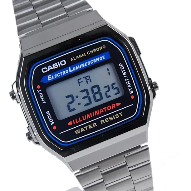 Reloj pulsera digital Casio A-168 con correa de acero inoxidable