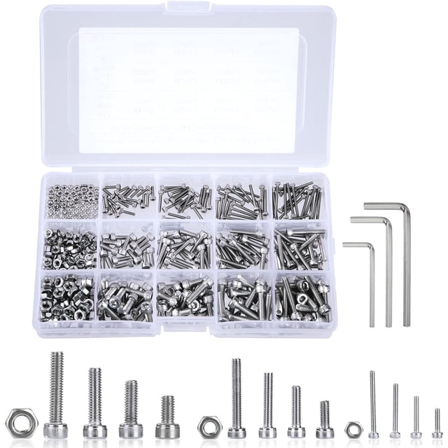 Pernos y tuercas para carcasa Tornillos de acero inoxidable Juego de clasificación de casquillos de botón con cabeza hexagonal