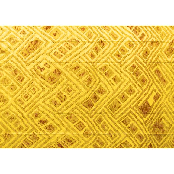 Ahgly Company Indoor Rectangle Abstract Yellow Modern Area Rugs, 5' x 7'