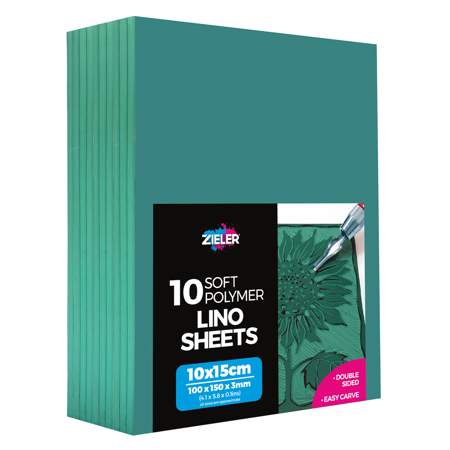 Zieler® 10 x 15cm Soft Cut Lino Printing Bloc Sheets (150mm x 100mm x 3mm), Pack of 10