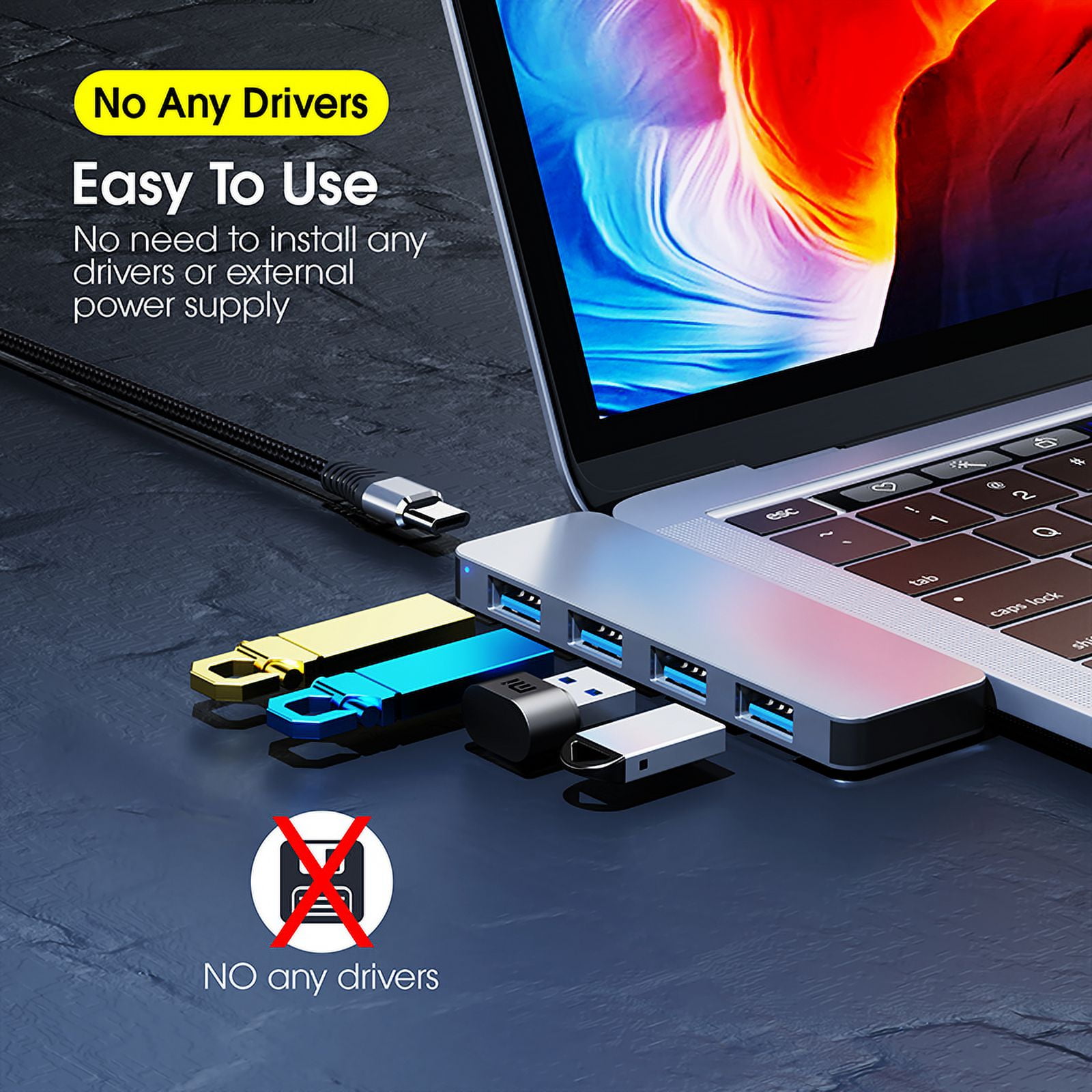 DOONJIEY 5 In 1 USB Hub Station Compatible Type C USB Hub TF sd card reader USB C Splitter