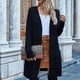 thumbnail image 2 of Mujeres cardigan Suéteres moda casual Otoño Invierno conmuting Loose color puro frente abierto chunky knit sweater negro M, 2 of 6