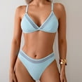 thumbnail image 6 of UTSJKR Womens Two Piece Bikini Set Summer Beach Swimsuits Sexy V Neck Triangle Top Bathing Suits String Cheeky Swimsuit Sets Blue XL, 6 of 9