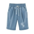 thumbnail image 4 of Summer Saving Clearance AXXD Light Blue Workout Shorts Women Spring Plus Size Summer Printed Cotton Linen Casual Pants Shorts Big Saving for Mother, 4 of 5