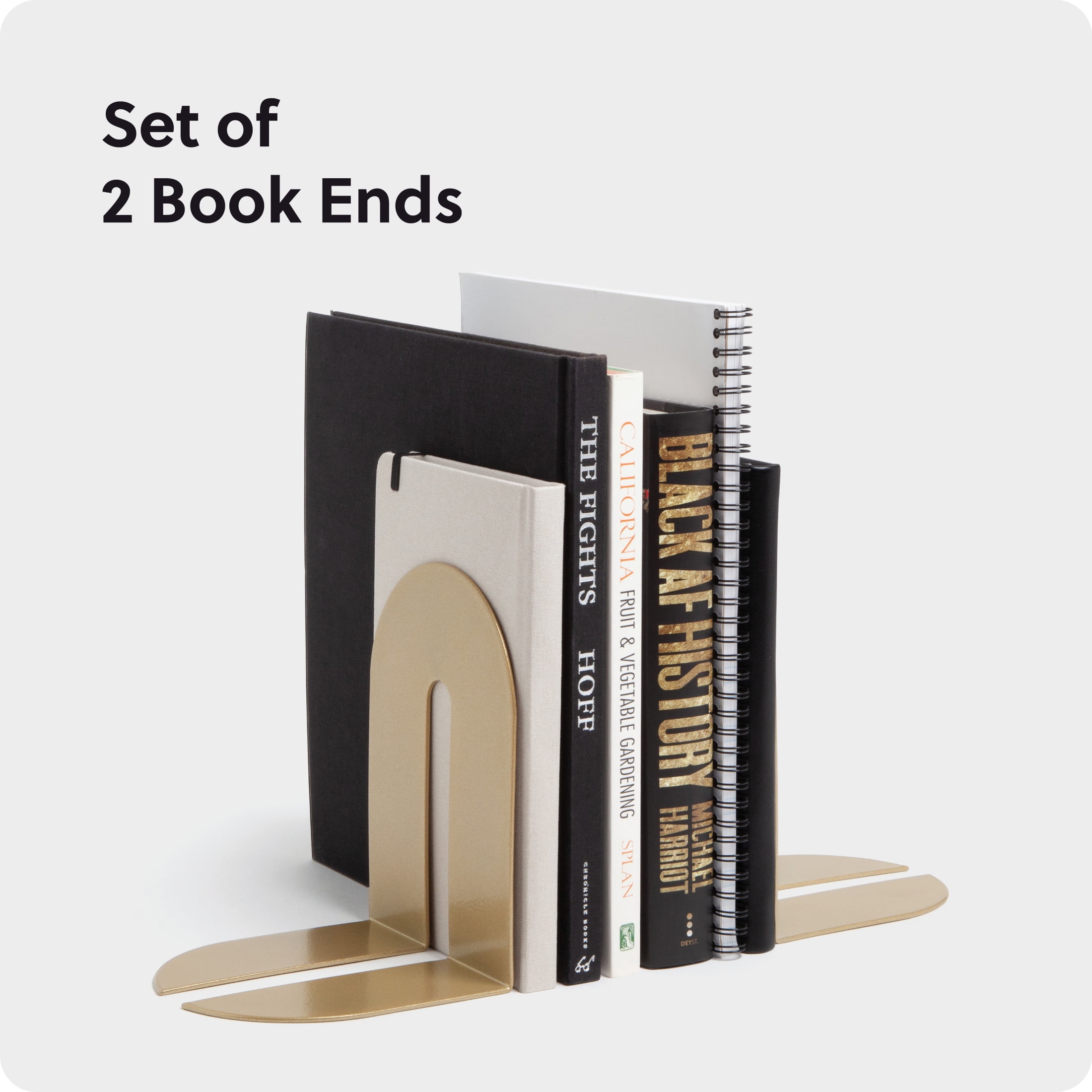 U Brands Bent Metal Arch Bookends, Industrial, Set of 2, 6.7 x 5 x 4.7 in., Gold