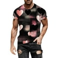 thumbnail image 2 of Nmnitkp Valentines Shirts for Men Short Sleeve Love Heart Graphic Printed Tops Round Neck Dating Plus Size Available T-Shirt Pink,5XL, 2 of 5