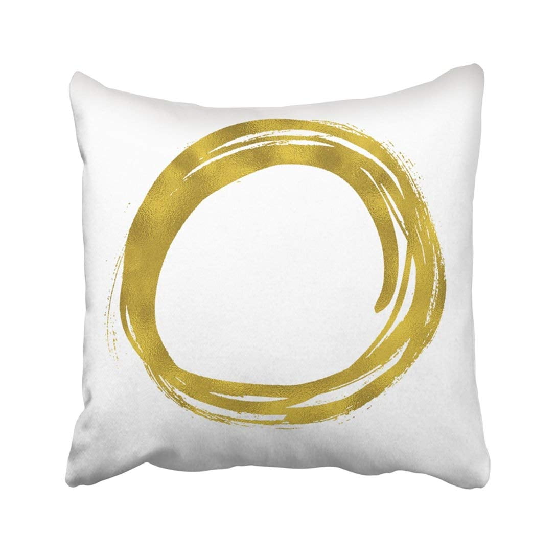 ARTJIA Yellow Abstract Gold Paint Hand Drawn Circle Round Messy 