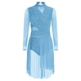 thumbnail image 3 of Sholeno  Womens Lyrical Dance Dress Rhinestone Long Sleeve Skirted Leotard Figure Ice Skating Dancing Dusty Blue XXL, 3 of 5
