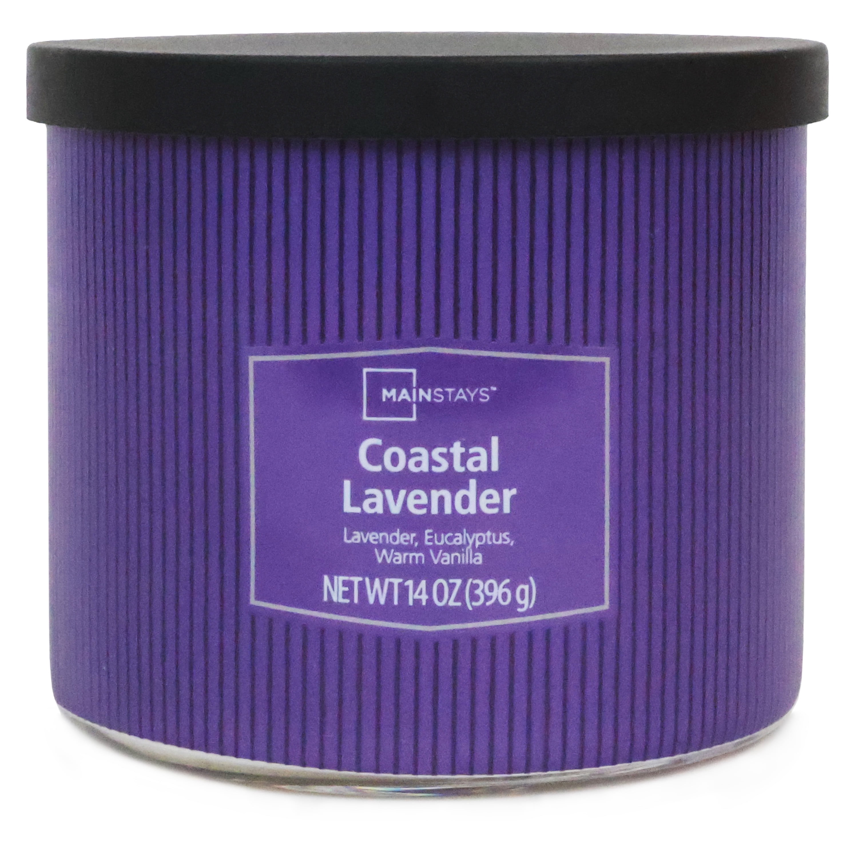 Mainstays Coastal Lavender 3-Wick Decorative Wrap Candle, 14 oz