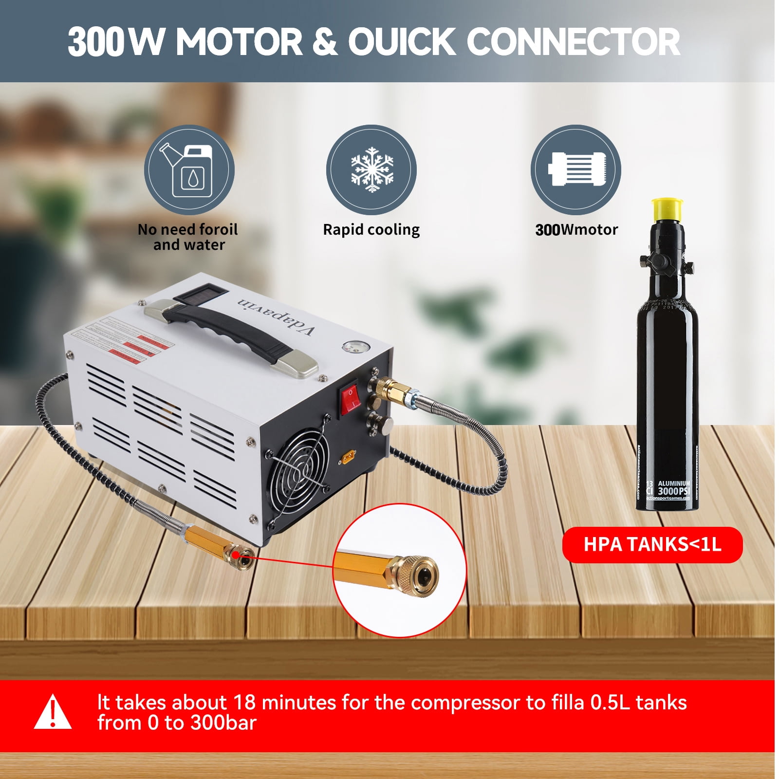 Pcp Air Compressor, 4500Psi 30Mpa - Portable and Powerful 12V DC/110V AC Pump