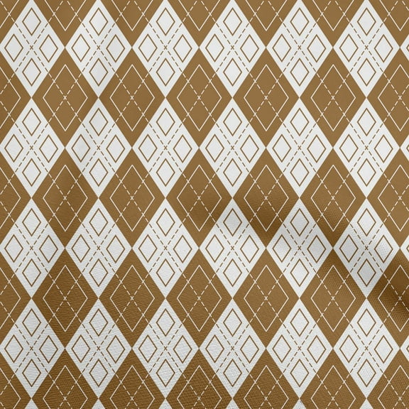 oneOone Georgette Viscose Brown Fabric Argyle Sewing Material Print Fabric By The Yard 42 Inch Wide