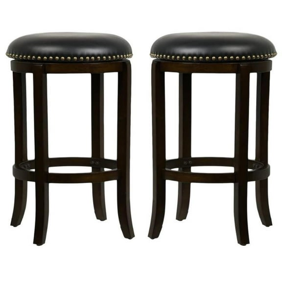 Home Square Cordova 24" Swivel Bar Stool in Cappuccino - Set of 2