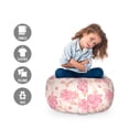 thumbnail image 2 of Spring Storage Toy Bag Chair, Watercolor Cottage Flowers on Polka Dotted Pale Colored Background Nature, Stuffed Animal Organizer Washable Bag, Small Size, Pink Peach and Cream, by Ambesonne, 2 of 3