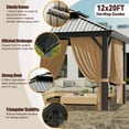 thumbnail image 4 of HOTEEL 12' x 20' Hardtop Gazebo, Heavy Duty Galvanized Steel Double Roof, Permanent Design, with Net and Curtain, Aluminum Frame, Suitable for Patio, Backyard, Deck and Lawn (Brown), 4 of 10