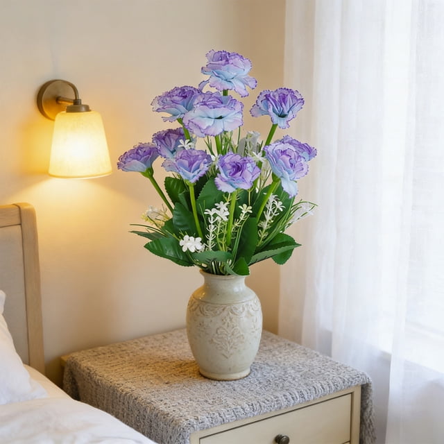 Decoración del hogar, decoración de habitaciones, flores de clavel artificiales para decoraciones de bodas, centros de mesa para salas de estar y arreglos florales artísticos para diversas ocasiones,
