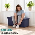 thumbnail image 5 of FDW 30 Inches Folding Storage Ottoman Bench, End of Bed Foot Rest Stools Ottoman Storage Chest, Holds up to 660 lb, for Entryway, Living Room, Bedroom, Blue, 5 of 6