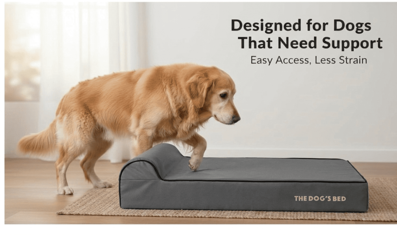 The Dog’s Bed Orthopedic Headrest Dog Bed Large Grey/Black 40x25, Memory Foam, Pain Relief: Arthritis, Hip & Elbow Dysplasia, Post Surgery, Lameness, Supportive, Calming, Waterproof Washable Cover