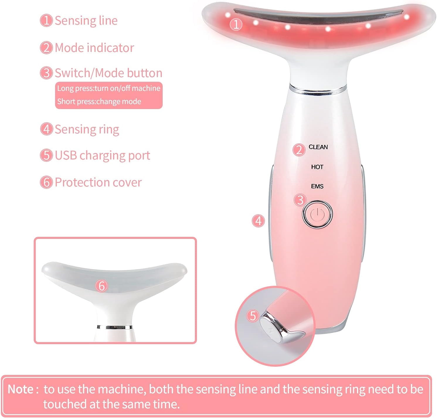 Led Therapy Facial Neck Lifting Messager, Face Lifting Device Red Light Therapy Face Massager Electric 3 Modes High Frequency Vibration EMS Heating Wrinkle Remove Anti-Aging