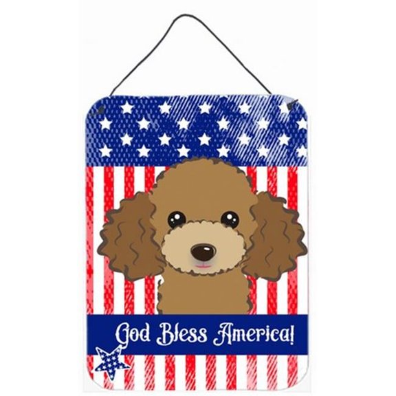 Caroline's Treasures BB2186DS1216 American Flag and Chocolate Brown Poodle Wall or Door Hanging Prints, 12x16,