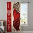 thumbnail image 3 of Valentine's Day Semi Sheer Curtains Drapes for Living Room,Bedroom,French Doors Window 45 Inches Long,LOVE Heart Red Buffalo Plaid Leopard Spot Rod Pocket Chiffon Curtain Voile Drapery Panel, 3 of 8