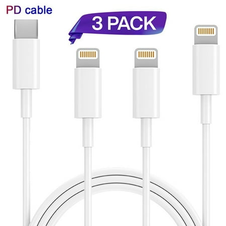 3 Pack [3FT] USB C Cable to iPhone Charger Lightning Cable For Apple iPhone Xs, Xs Max, XR, X, 8, 8 Plus, 7, 7 Plus, 6S, 6S Plus,iPad Air, Mini, iPod Touch, Case, Charging & Syncing Cord