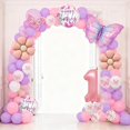 thumbnail image 4 of Set de globos para fiesta Xyawr rosa mariposa 1er cumpleaños, 4 of 7