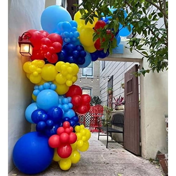 Blue Red Yellow Balloons Garland Arch Kit - DIY 142pcs Balloon for Baby Shower Bridal Shower Gender Reveal Birthday Party Decorations Supplies$$Electronics Accessories